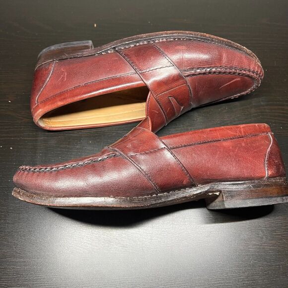 Allen Edmonds Cameron Penny Loafers Burgundy Oxblood Leather Mens Size 10 E main image 5